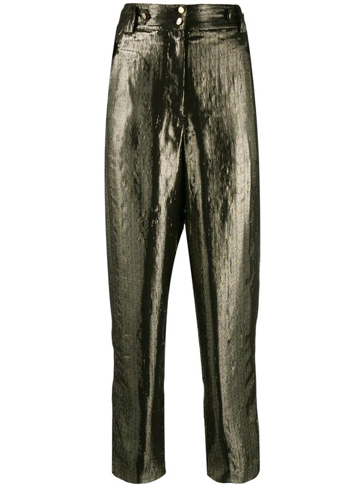 Derek Lam 10 Crosby Persis Silk Lame Utility Trouser - Black