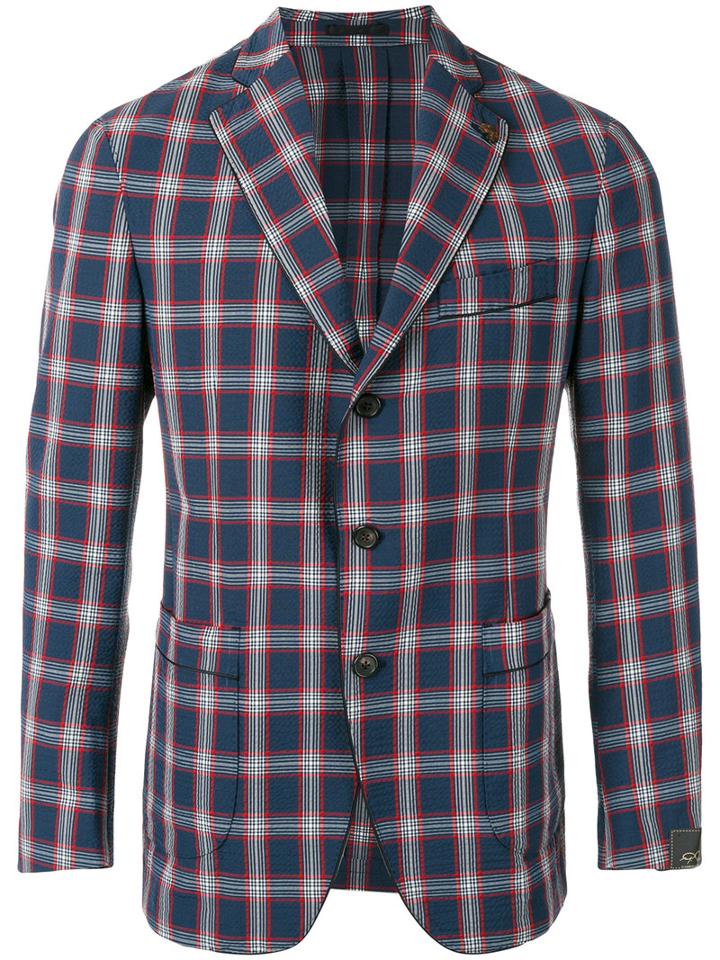 Gabriele Pasini Checked Blazer, Men's, Size: 46, Blue, Polyester/spandex/elastane/viscose/wool