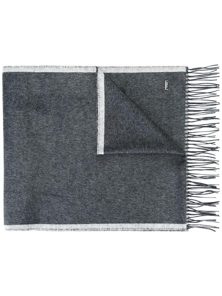 Dior Homme Fringed Scarf, Men's, Grey, Silk