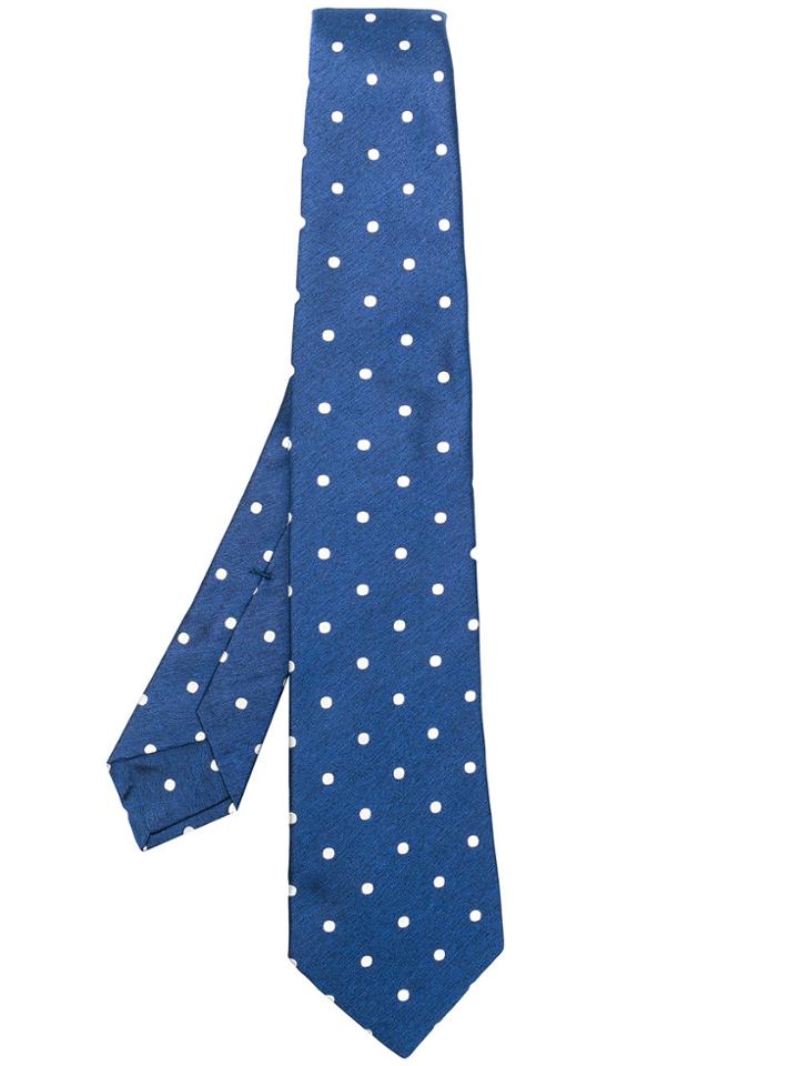 Kiton Polka Dot Tie - Blue