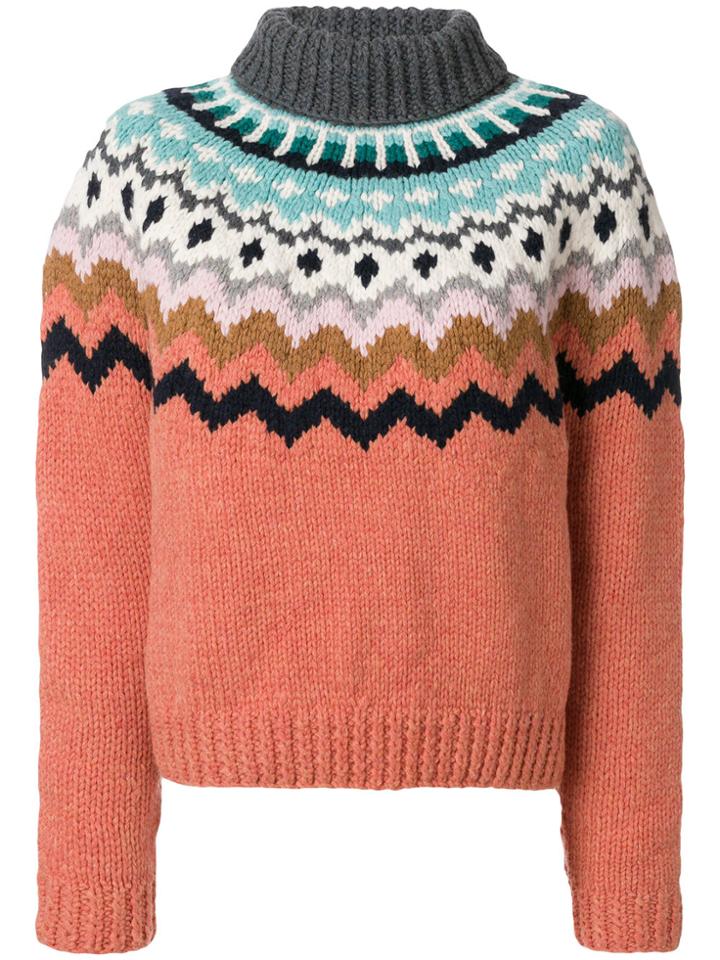 Anya Hindmarch Chunky Fair Isle Jumper - Yellow & Orange