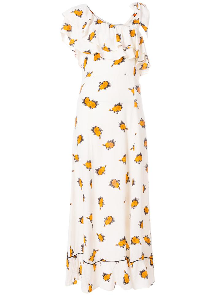 Ganni Printed Dress - White