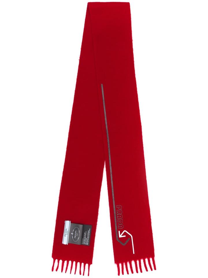 Prada Fringed Cashmere Scarf - Red