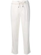 Brunello Cucinelli Drawstring Cropped Trousers - White