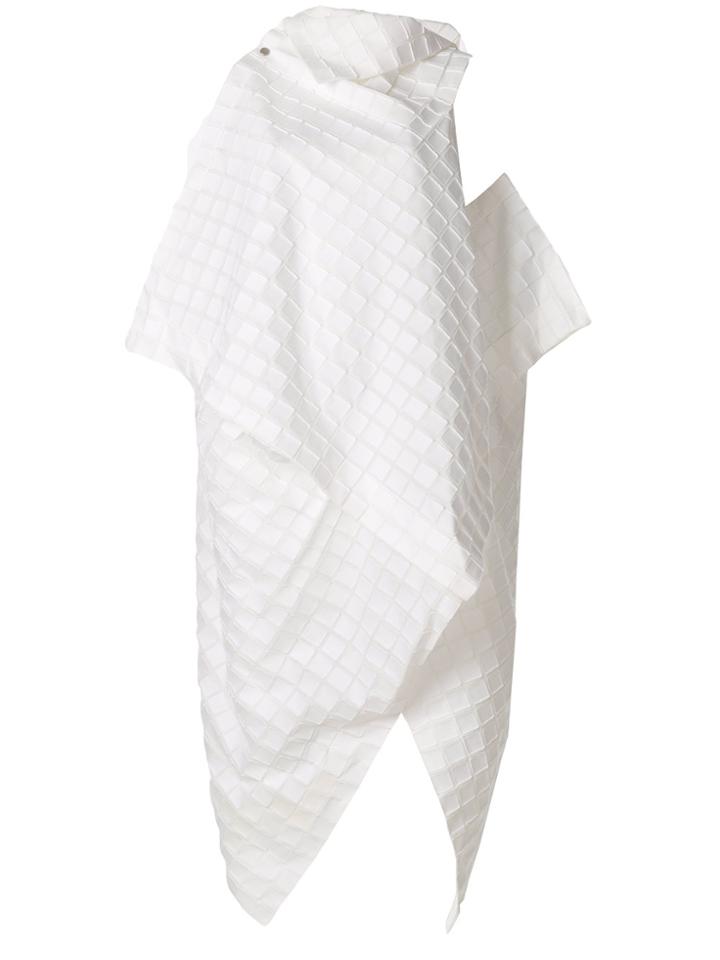 Issey Miyake Asymmetric Layered Geometric Dress - White