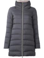 Herno Zip Up Padded Coat, Women's, Size: 42, Grey, Cotton/feather Down/polyamide/acetate