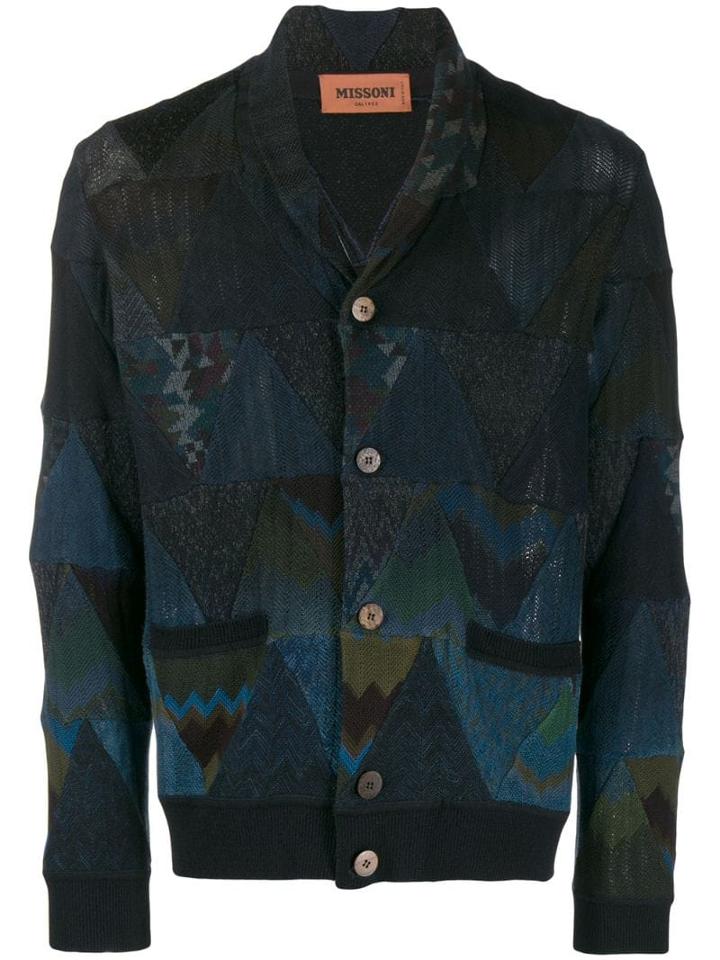 Missoni Geometric Patterned Cardigan - Blue