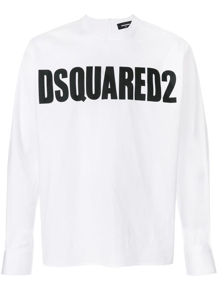 Dsquared2 Logo Print Long Sleeved T-shirt - White