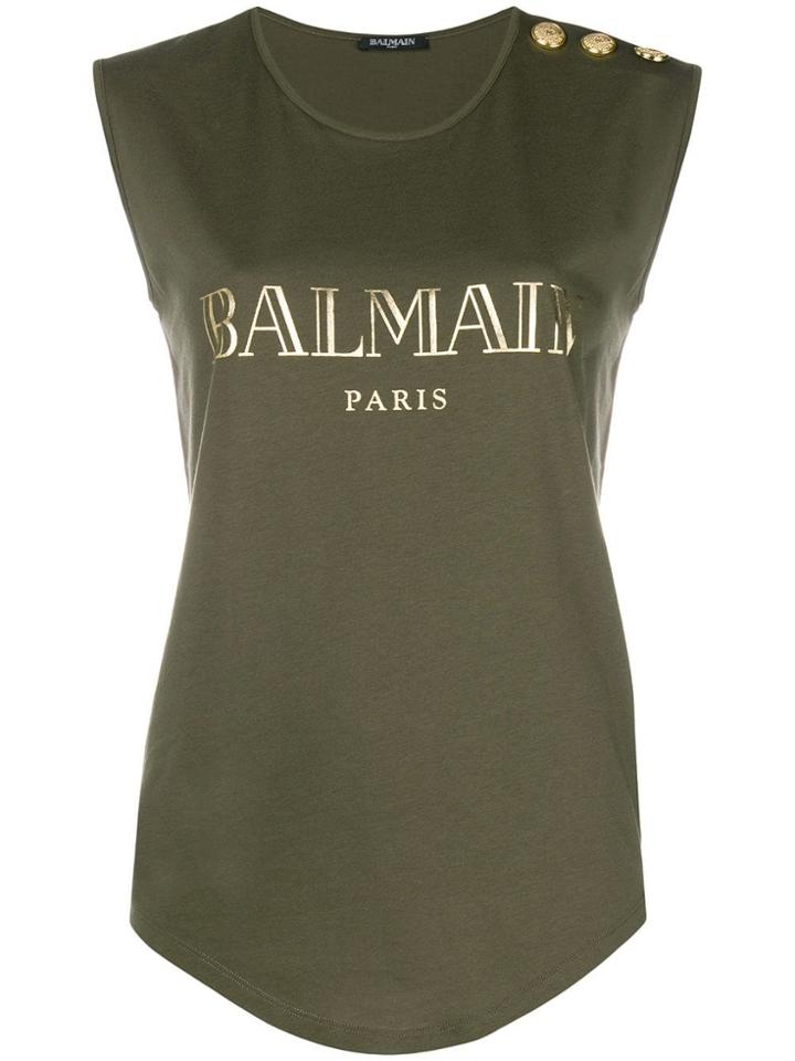 Balmain Logo Printed Tank Top - Green