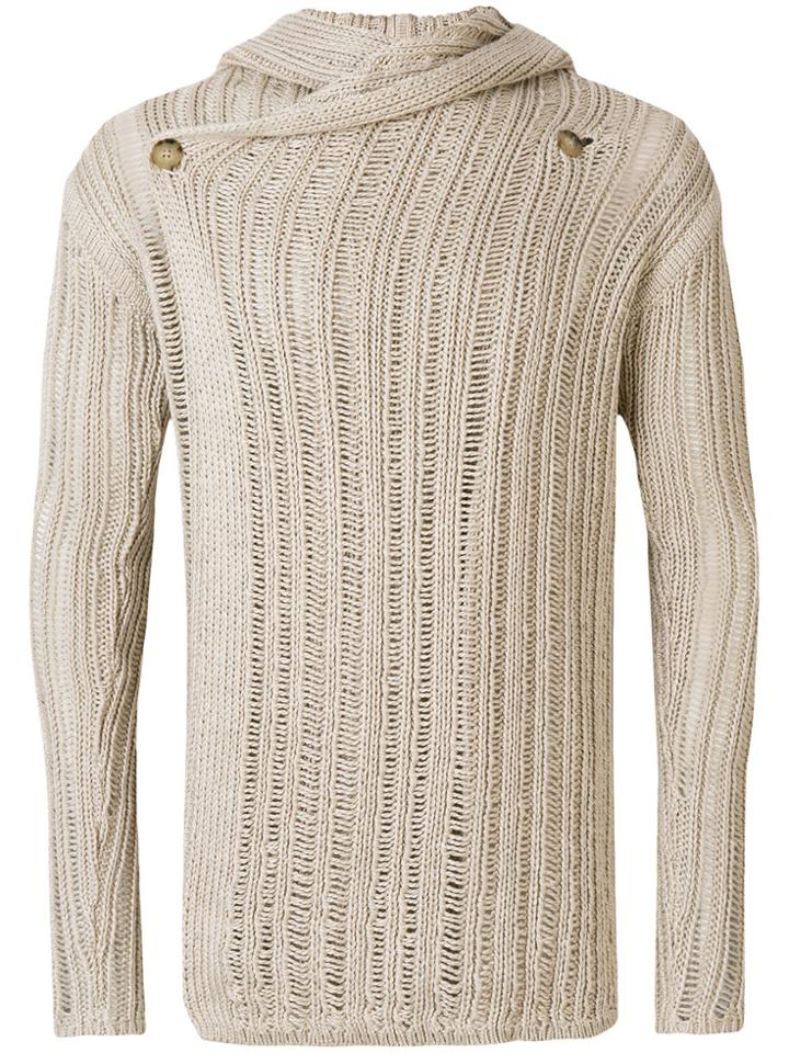 Rick Owens Wrap Front Open Knit Hooded Cardigan - Unavailable