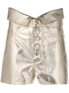 Iro Metallic High-rise Shorts - Gold