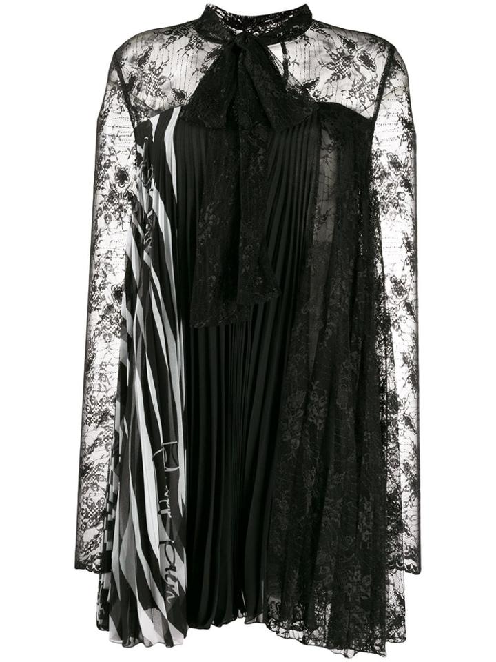 Philipp Plein Pleated Lace Dress - Black