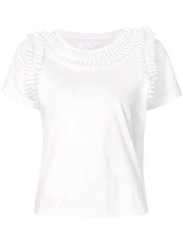 Noir, Le Lis Ruffle Appliqué T-shirt - White