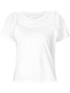Noir, Le Lis Ruffle Appliqué T-shirt - White