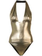 Saint Laurent Metallic (grey) Bodysuit, Women's, Size: 38, Polyamide/viscose/spandex/elastane