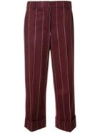 Thom Browne Shadow Stripe Flannel Sack Trousers - Red