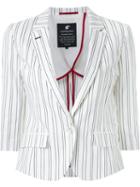 Loveless Striped Blazer, Women's, Size: 34, White, Cupro/polyester/polyurethane/rayon