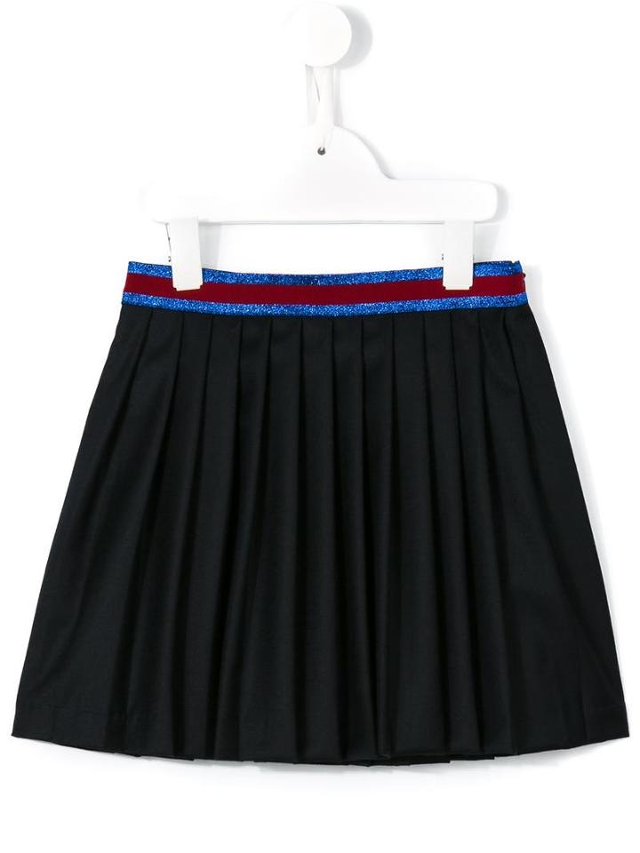 Gucci Kids Metallic Trim Pleated Skirt, Girl's, Size: 8 Yrs, Blue