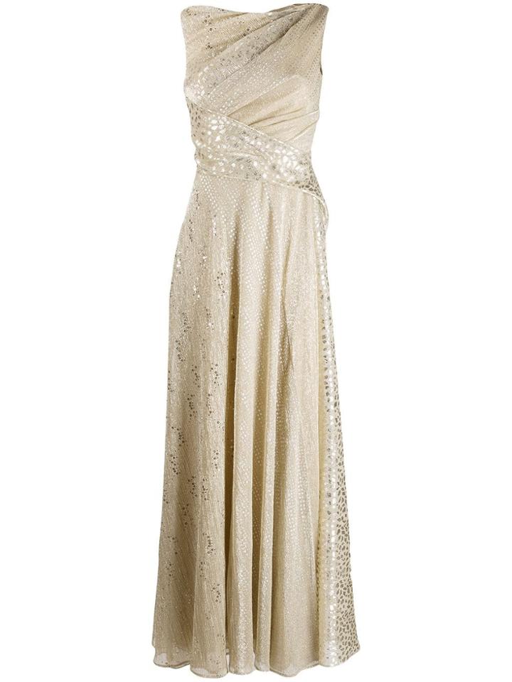 Talbot Runhof Draped Evening Gown - Gold