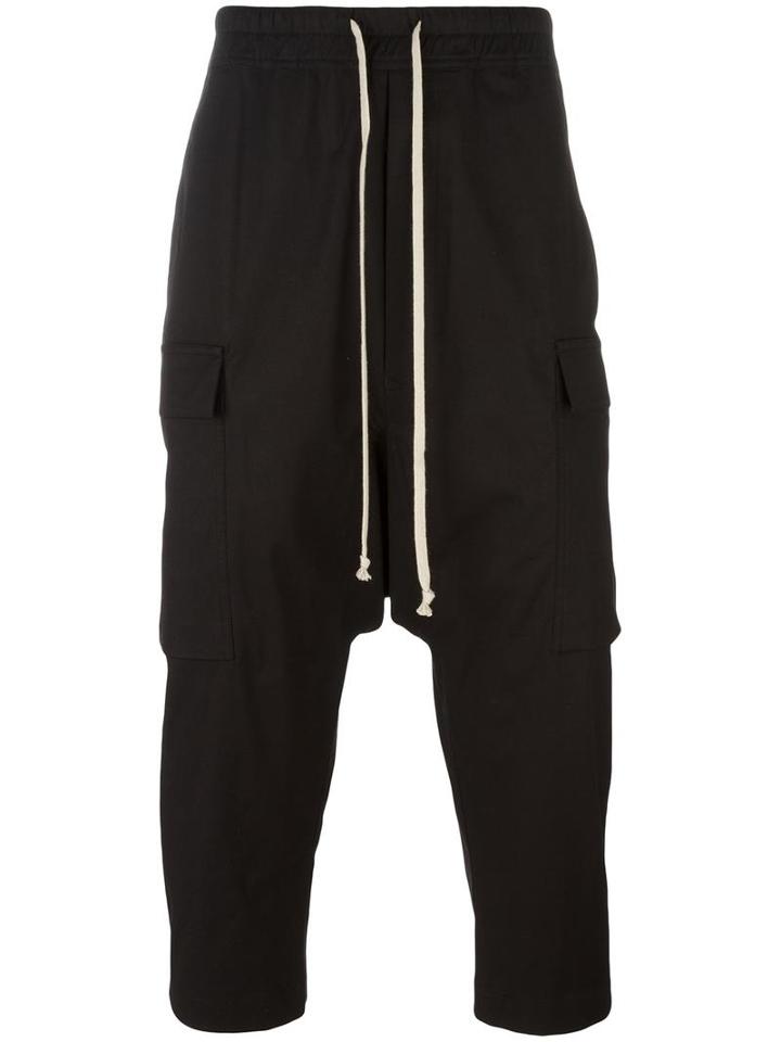 Rick Owens Cropped Drop Crotch Trousers, Men's, Size: 50, Cotton/other Fibers