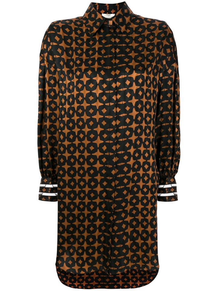 Fendi Embroidered Shirt Dress - Black