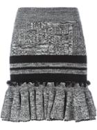 Alexander Mcqueen Knitted Peplum Mini Skirt, Women's, Size: Xs, Black, Wool/silk/polyamide/spandex/elastane