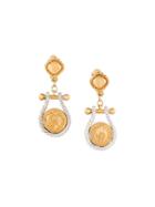 Sonia Rykiel Vintage Dolphin Embossed Pendant Clip-on Earrings