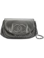 Chanel Vintage Half Moon Wallet On Chain Bag, Women's, Grey