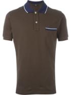 Fay Contrast Collar Polo Shirt, Men's, Size: Xl, Brown, Cotton