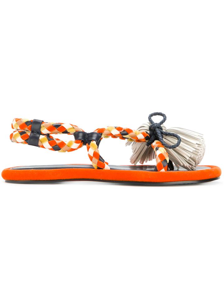 Carven Woven Tassel Sandals - Multicolour