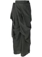 Roggykei Asymmetric Wrap Front Skirt - Green