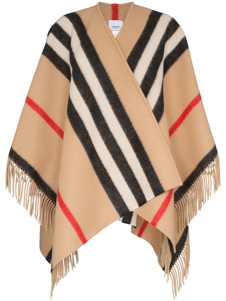 Burberry Fringe Detail Cape-scarf - Brown