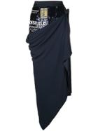 Monse Asymmetric Sequin Wrap Skirt - Blue