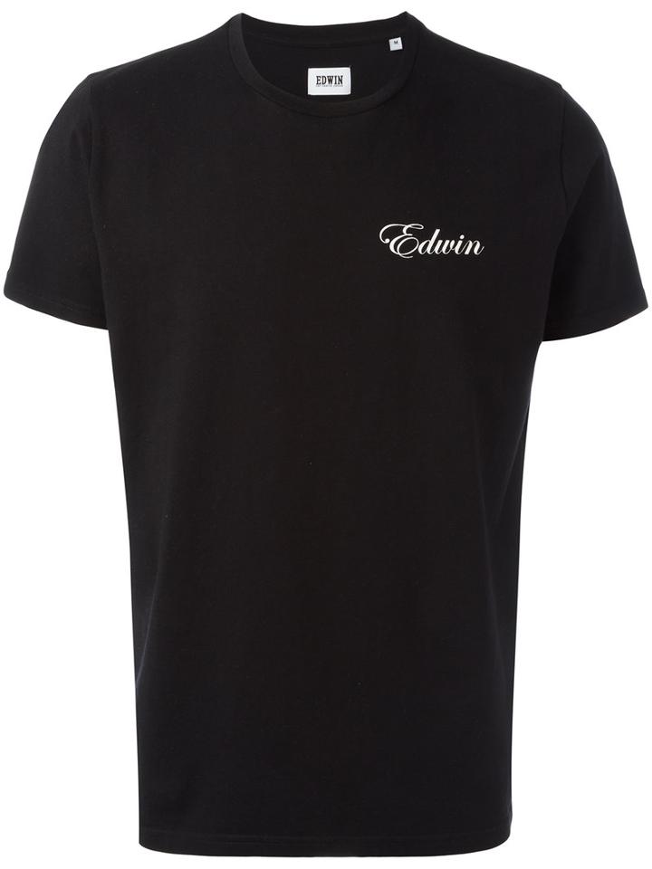 Edwin Logo Chest Print T-shirt, Men's, Size: Large, Black, Cotton