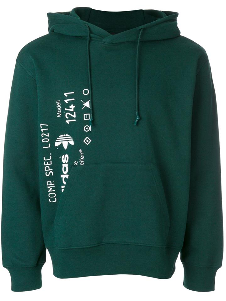 Adidas Originals By Alexander Wang Graphic Print Hoodie - Green
