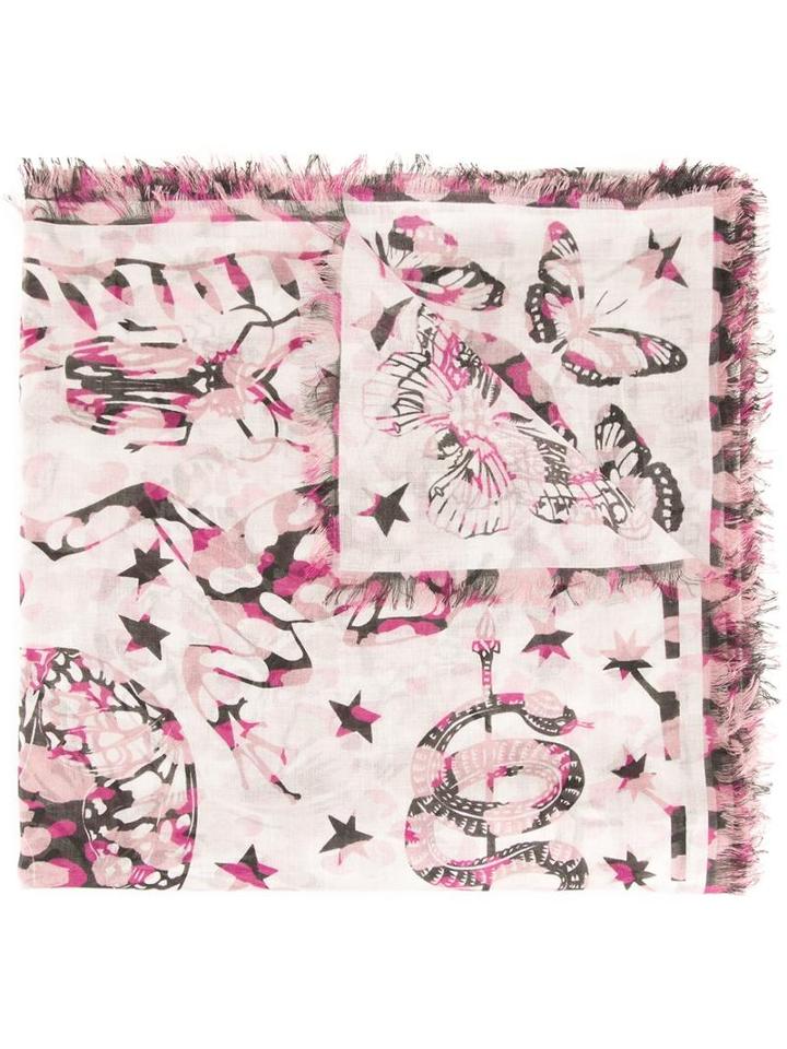 Alexander Mcqueen Swallow Dream Scarf, Women's, Pink/purple, Silk/modal