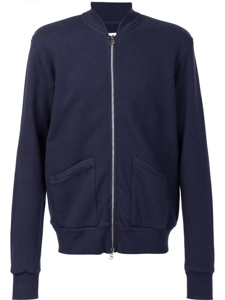 321 Patch Pockets Bomber Jacket, Men's, Size: Small, Blue, Cotton
