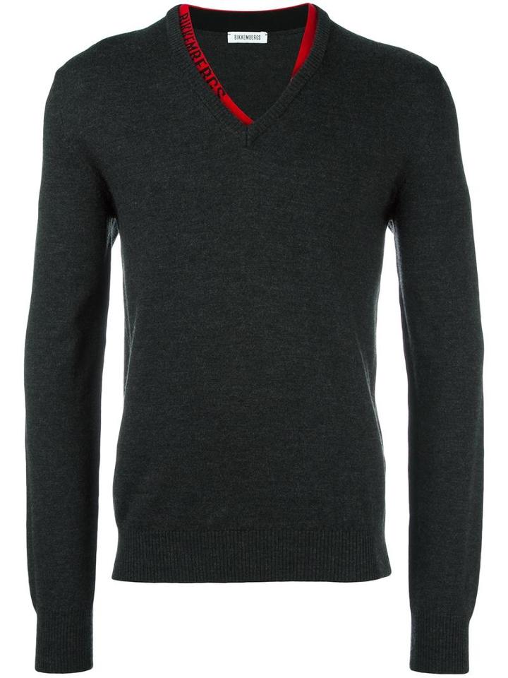Bikkembergs V-neck Jumper, Men's, Size: Xxl, Grey, Virgin Wool