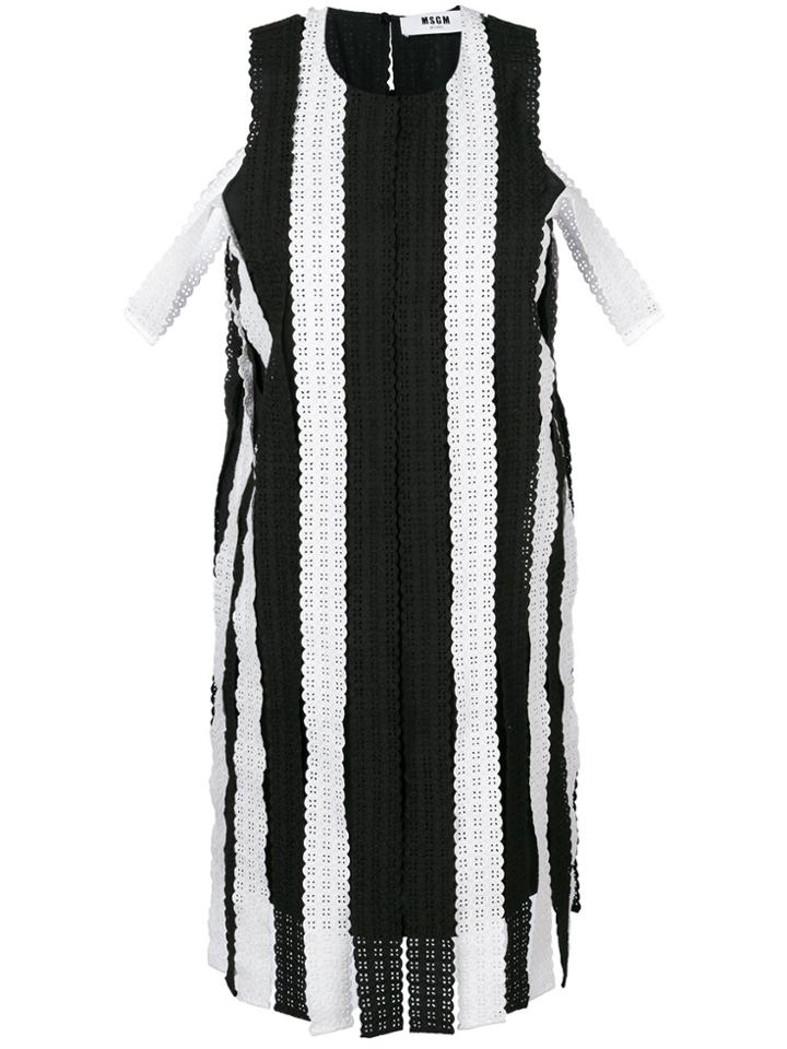 Msgm Striped Lace Dress - Black