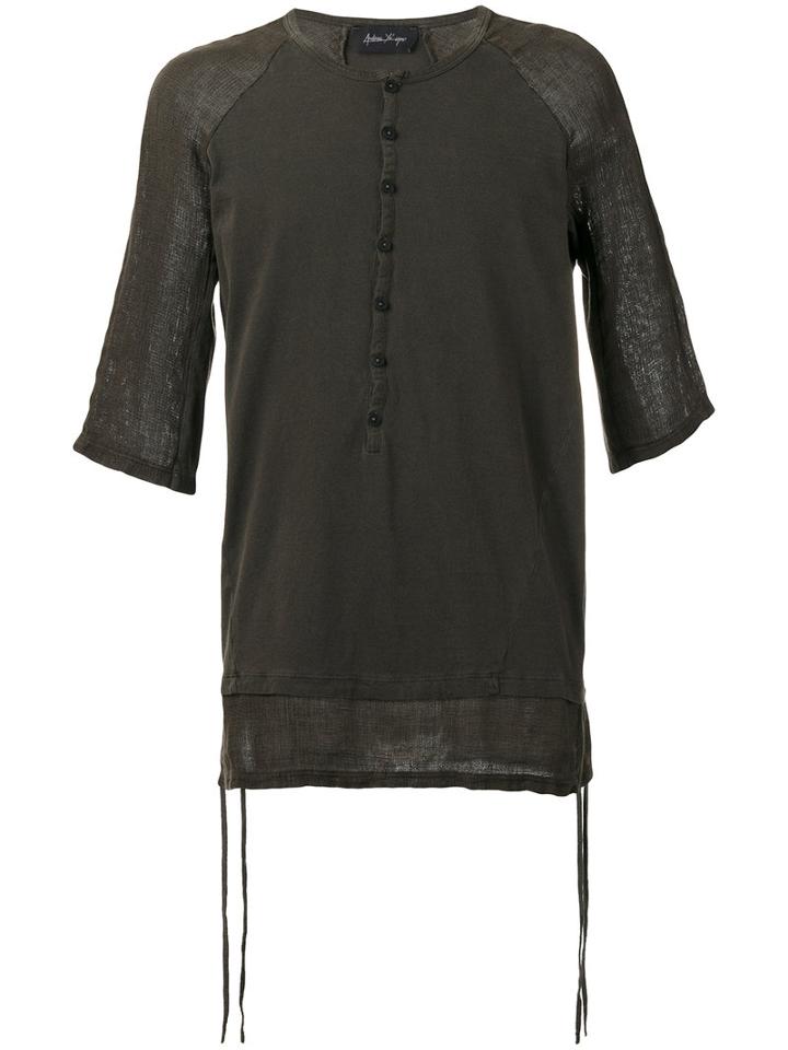 Andrea Ya'aqov Paneled T-shirt, Men's, Size: Small, Brown, Cotton/linen/flax