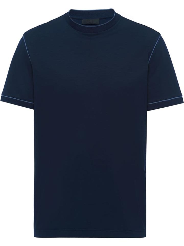 Prada Contrast Piping T-shirt - Blue