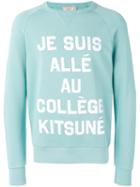 Maison Kitsuné French Text Print Sweatshirt, Men's, Size: Small, Green, Cotton