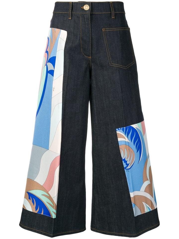 Emilio Pucci Cropped Wide-leg Jeans - Blue