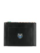 Kenzo Logo Embroidered Clutch Bag - Black