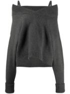 Maison Margiela Cold-shoulder Knitted Jumper - Grey