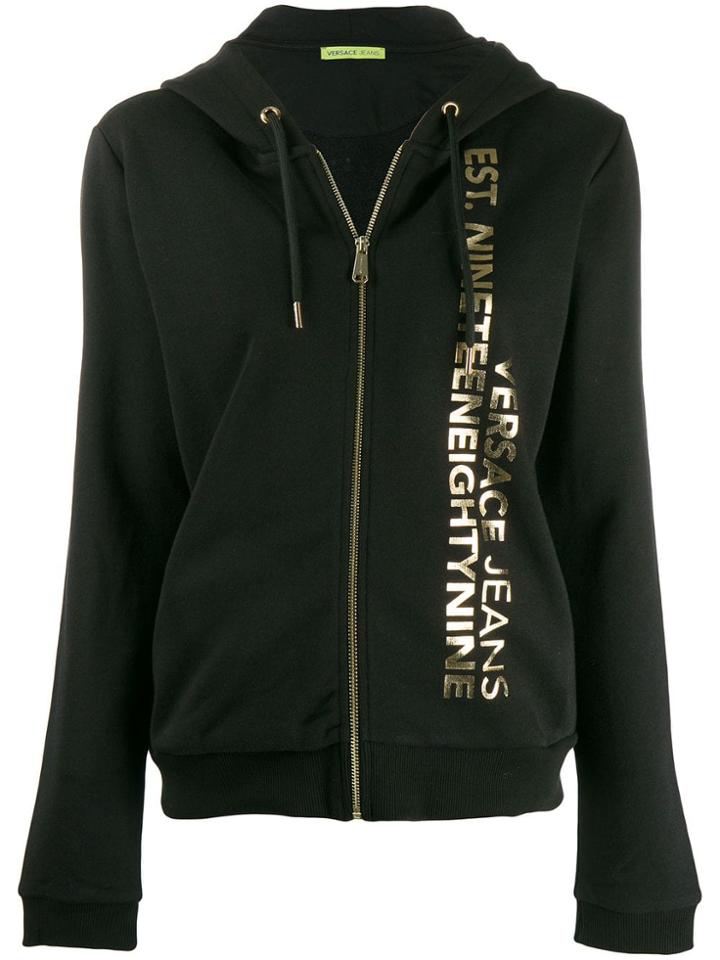 Versace Jeans Logo Printed Hoodie - Black