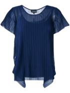 Emporio Armani - Pleated T-shirt - Women - Polyester/spandex/elastane/viscose - 40, Blue, Polyester/spandex/elastane/viscose