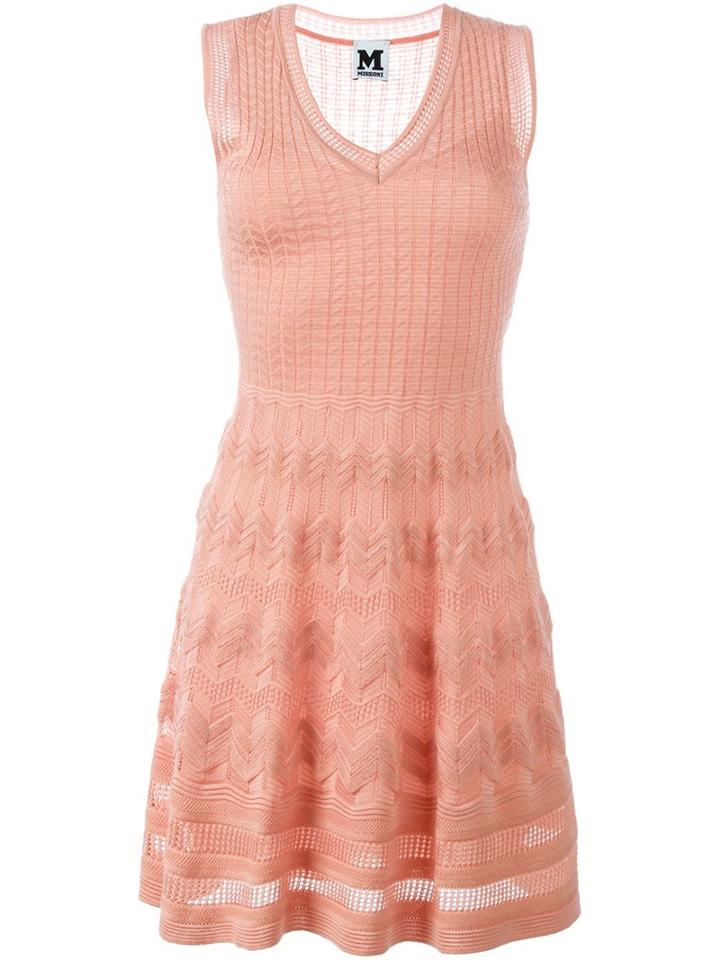 M Missoni V-neck Knit Dress, Women's, Size: 38, Pink/purple, Polyester/viscose/virgin Wool