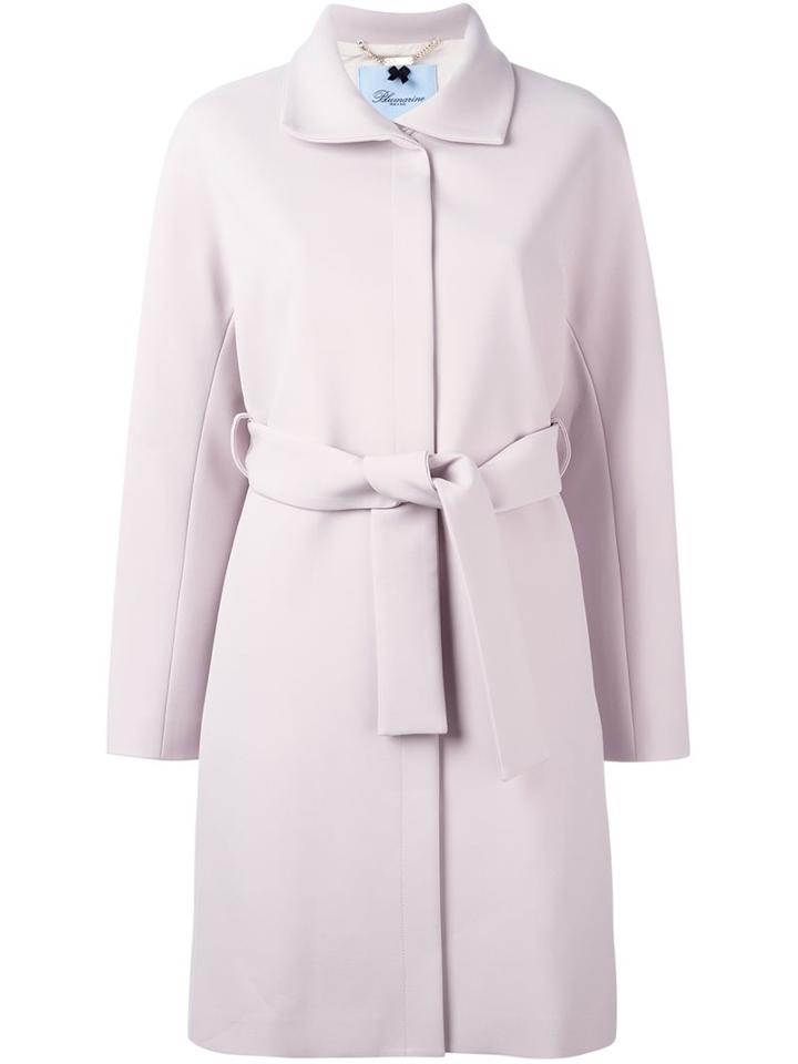 Blumarine Belted Trench Coat, Women's, Size: 46, Nude/neutrals, Polyester/spandex/elastane/acetate