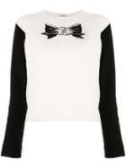 Chanel Pre-owned Intarsia-bow Cashmere Jumper - White
